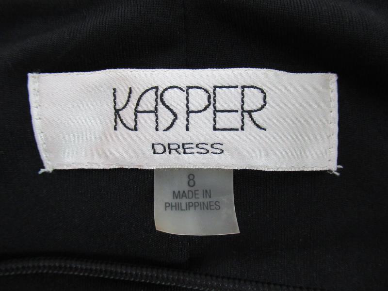 Kasper Dress Wide Strap With Faux Belt Dress Women's Size 8 Black Round Neck