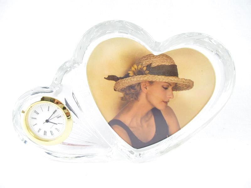 Vintage Royal Limited Crystal Heart Frame Clock Original Box Free Standing 1995
