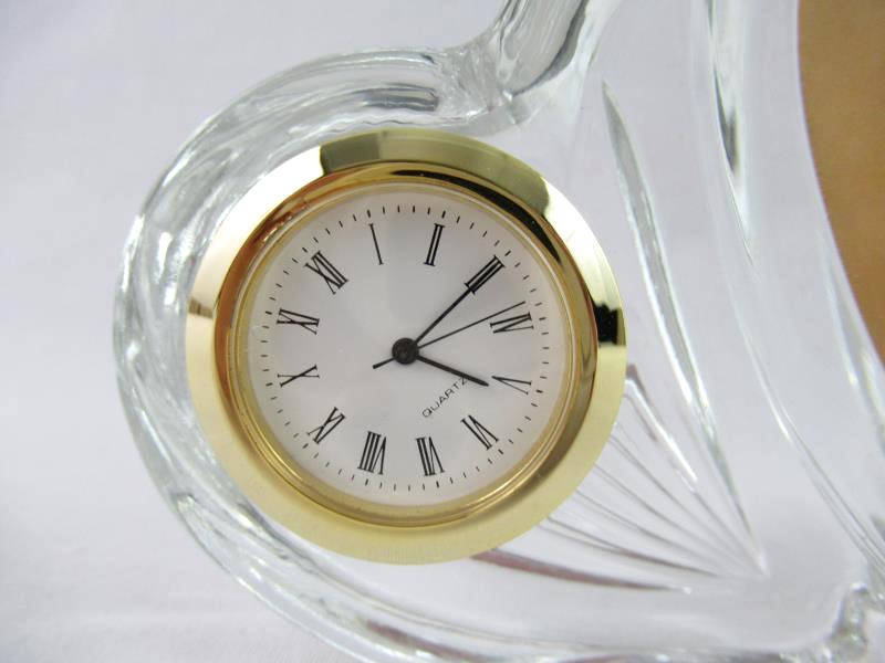 Vintage Royal Limited Crystal Heart Frame Clock Original Box Free Standing 1995