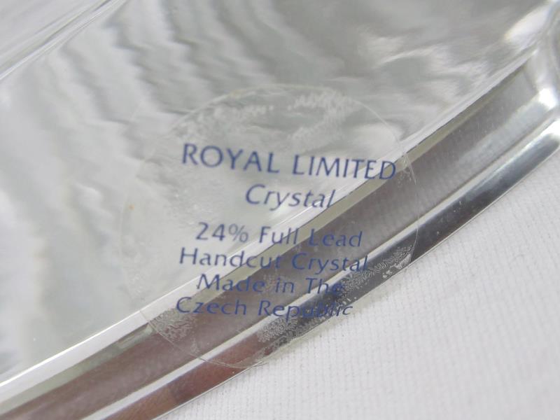 Vintage Royal Limited Crystal Heart Frame Clock Original Box Free Standing 1995
