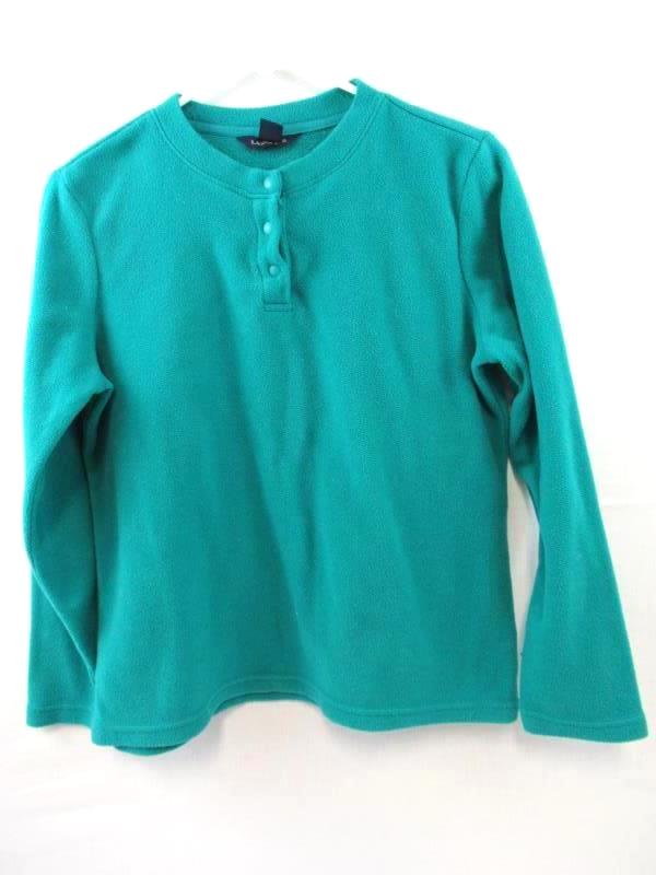Lands' End Pullover Top Fleece Teal Women's XS/P Polartec Aircore 100