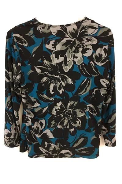Briggs New York Women's Blue & Black Floral Long Sleeve Shirt Size Medium