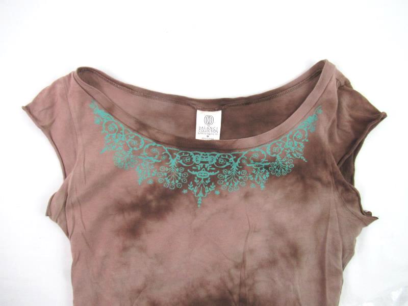 The Balance Collection Blouse Shirt Women's Size Medium Brown Teal
