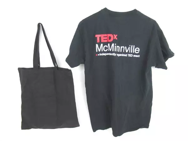 Lot of TED Under The Microscope Items Tee Shirt Ted X McMinnville Tote Bag Sz L