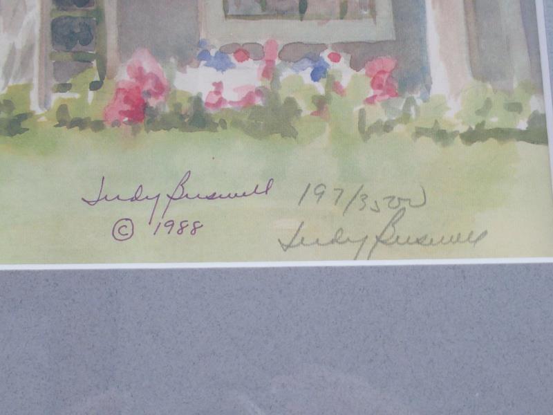 Framed Judy Buswell Limited Edition Watercolor His Sister's House 197/3500
