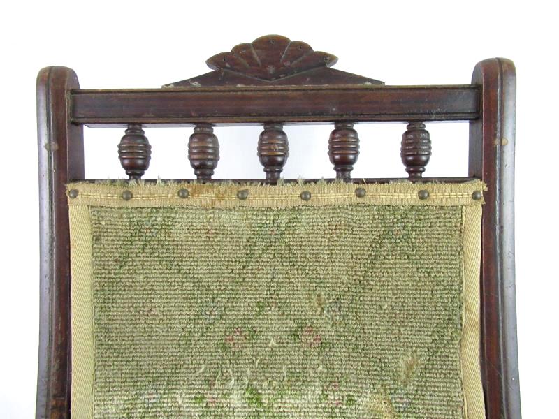 Antique Victorian Folding Chair Children's Carpet Rocker Wood Frame