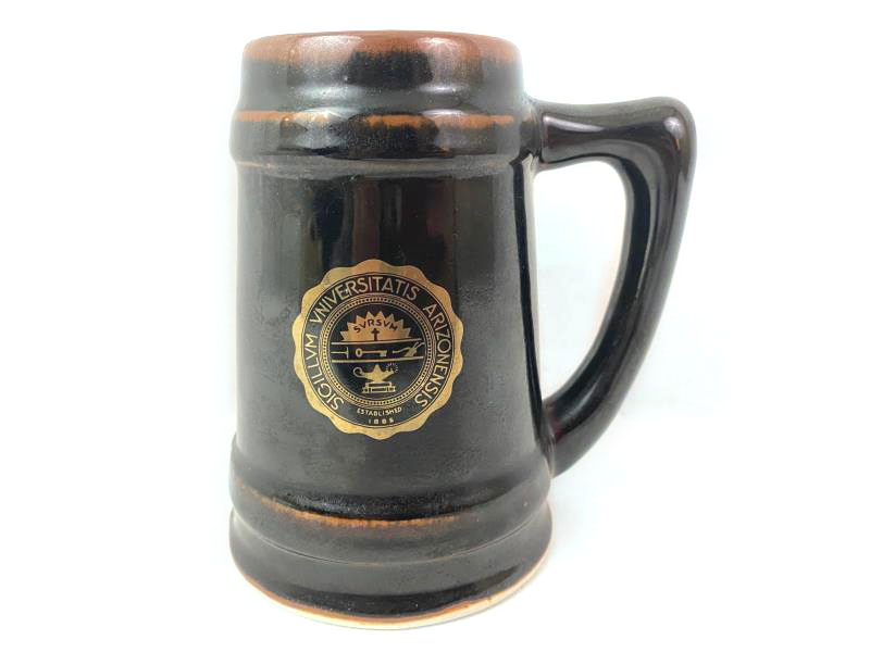 Vintage University of Arizona Ceramic Beer Stein Tankard Brown Gold UA Seal