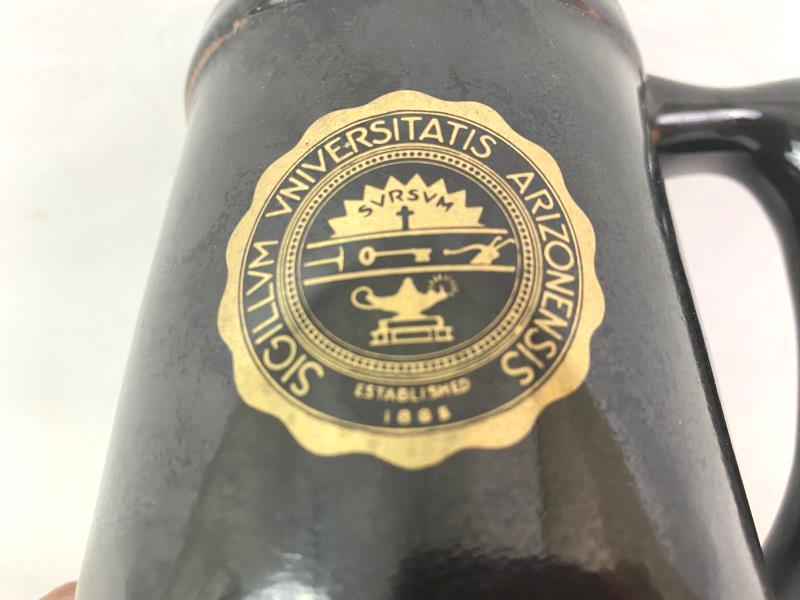 Vintage University of Arizona Ceramic Beer Stein Tankard Brown Gold UA Seal
