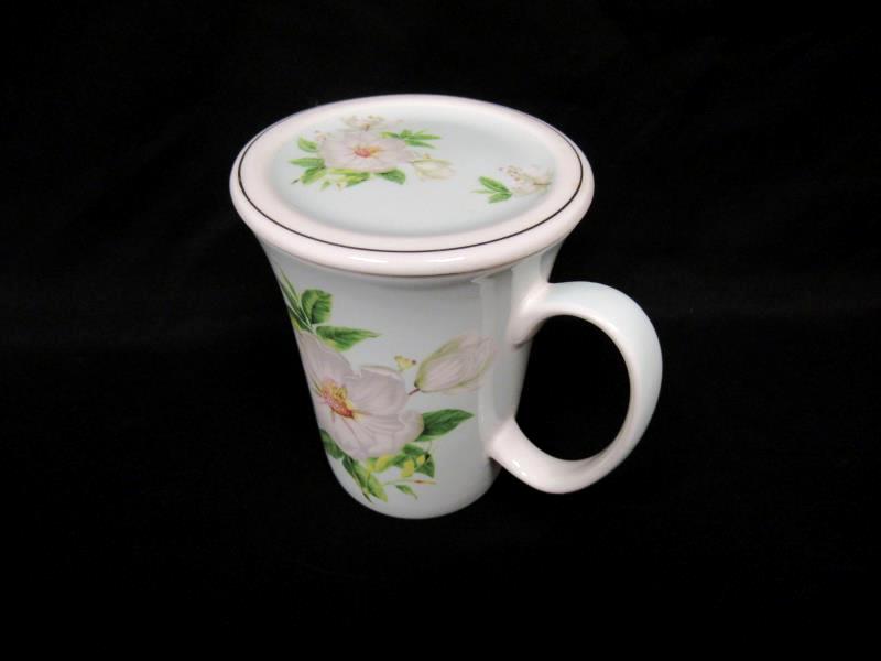 Gracie Bone China Magnolia Cup and Saucer Platinum Rim Light Green