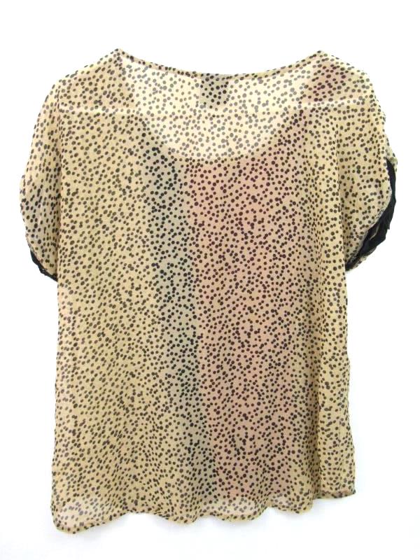 Bobeau Chiffon Short Sleeve Blouse Women's Size Medium Cheetah Print Orange