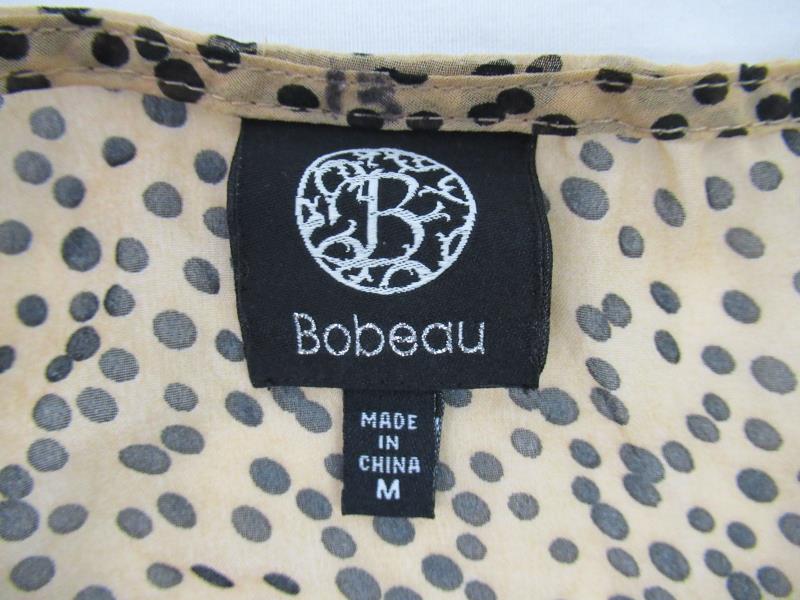 Bobeau Chiffon Short Sleeve Blouse Women's Size Medium Cheetah Print Orange