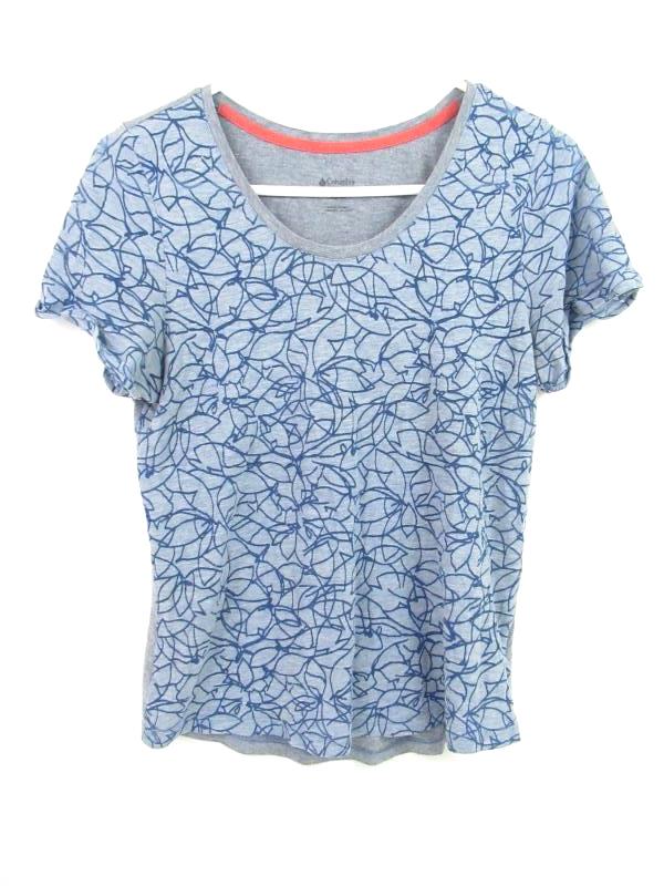 Columbia Sportswear Blue Floral Tee Shirt Women's Size XS Round Neckline