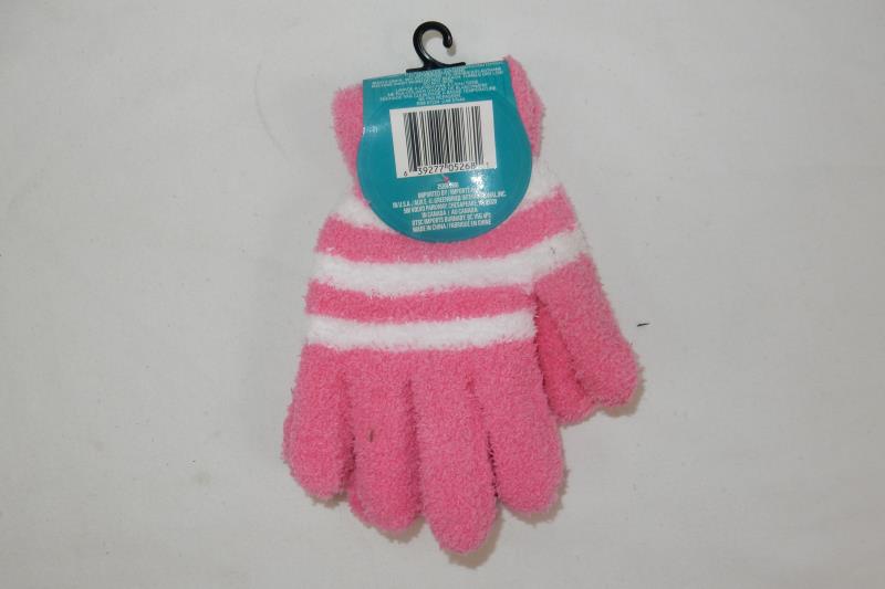 Lot of 2 Pairs Of Fuzzy Women's Knit Gloves One Size Pink Black White Snugadoo