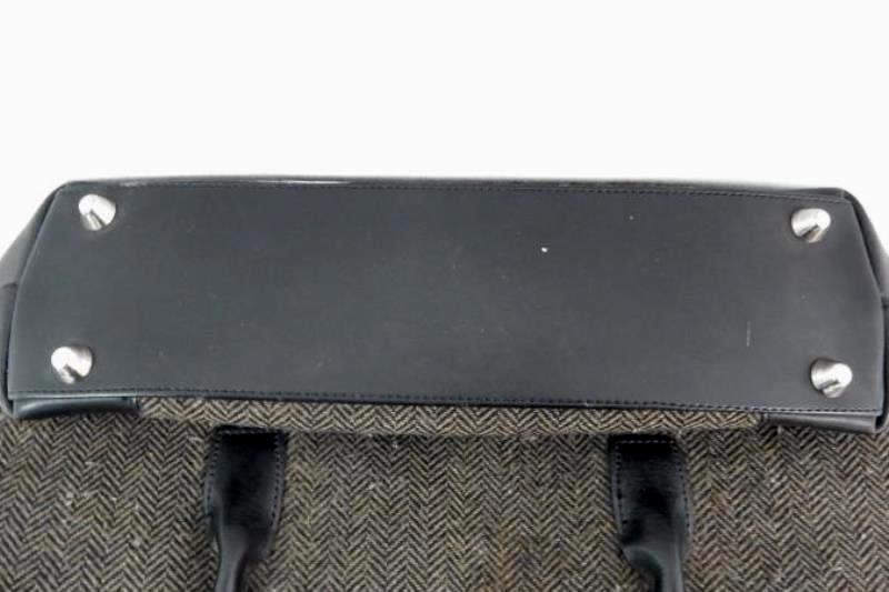 Vintage Eddie Bauer Knit Handbag Faux Leather Trim 2 Handles