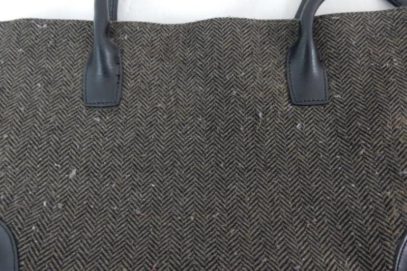 Vintage Eddie Bauer Knit Handbag Faux Leather Trim 2 Handles