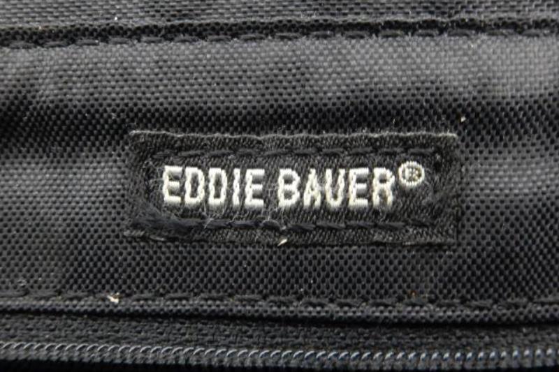 Vintage Eddie Bauer Knit Handbag Faux Leather Trim 2 Handles