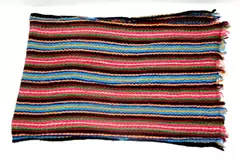 Bright Multicolor Striped Shawl Wrap Fringe Ends Black Pink Orange Blue 59x18