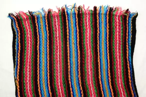 Bright Multicolor Striped Shawl Wrap Fringe Ends Black Pink Orange Blue 59x18