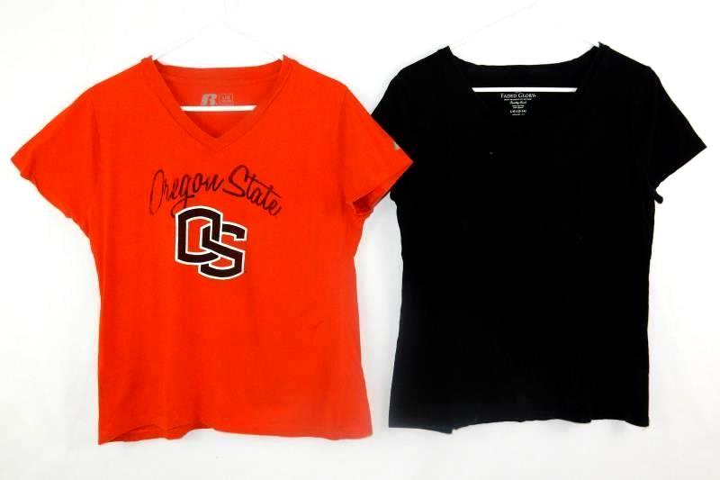 Lot of 2 Women's Tee Shirts Size Large Russel Oregon State Faded Glory