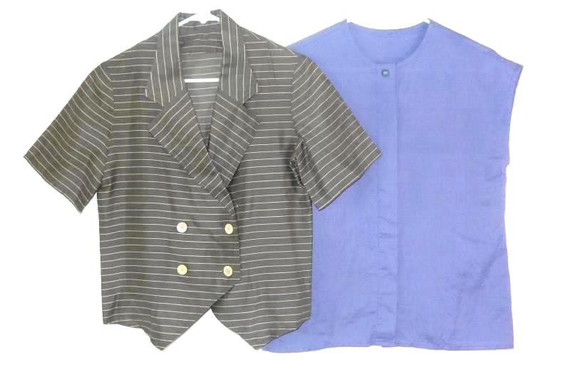 Lot of 4 Vintage Tops Women's Size See Measurements Short Sleeves Tie Neck