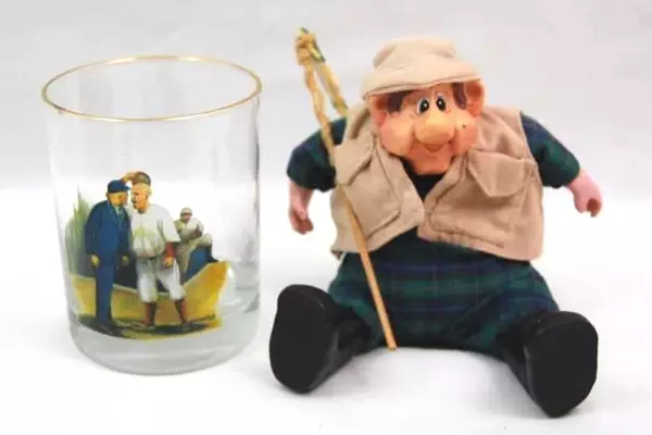 Lot Of 2 Collectibles Gift Items Rocks Glass Russ Fisherman Shelf Sitter