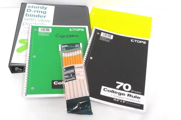 Back To School Binder Lot D Ring 1 Inch 2 Spiral Notebooks Folders Lot of Pencil
