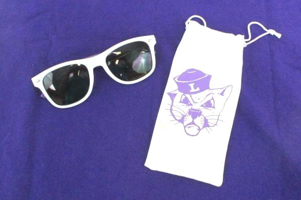 Linfield College Wildcats Lot Purple T Shirt M Back Pack Sunglasses and Case