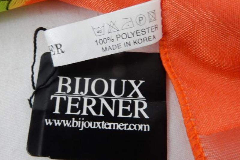 Bijoux Terner Scarf 42X42 Square Polyester Orange Floral Butterfly Wrap With Tag