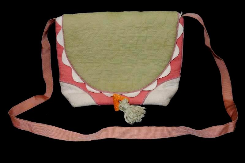 Femtio Quilted Floral Crossbody Purse Floral Pink Green Tassel