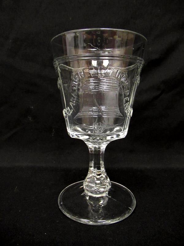 Declaration Of Independence 100 Year Celebration Footed Goblet Clear Glass
