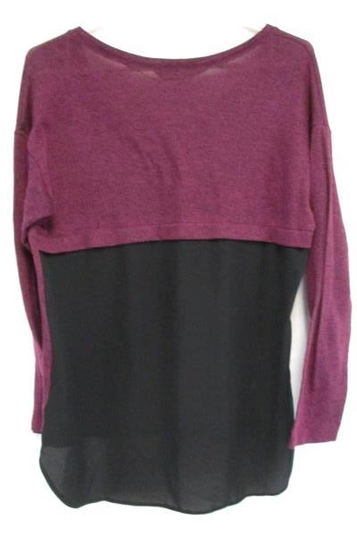 Love To Lounge Maroon Long Sleeved Hi Low Sheer Back Top Women's M