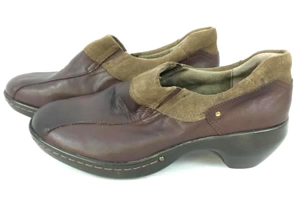 Women's Easy Spirit Dark Brown Leather Slip-On Clogs Shoes Size 8.5 M