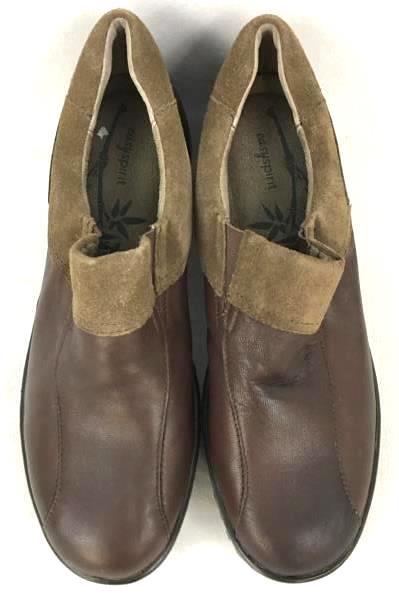 Women's Easy Spirit Dark Brown Leather Slip-On Clogs Shoes Size 8.5 M