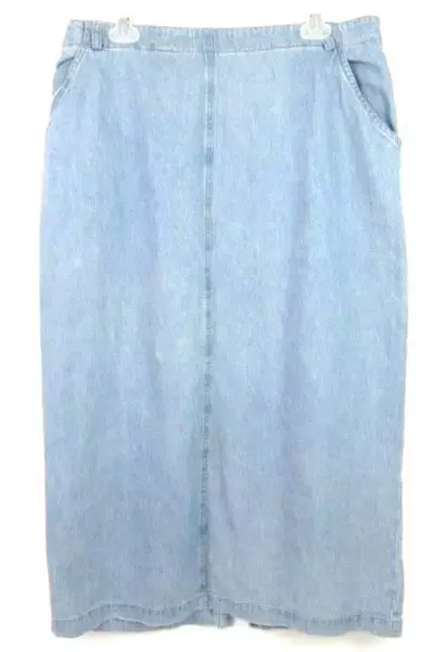 Vintage Christina Hope Women Size 16 Knee Length Denim Skirt Light Wash