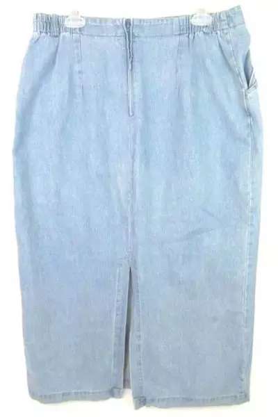Vintage Christina Hope Women Size 16 Knee Length Denim Skirt Light Wash
