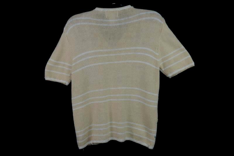Vintage Worthington Knit Short Sleeve Top Women's Size Large Beaded Cream