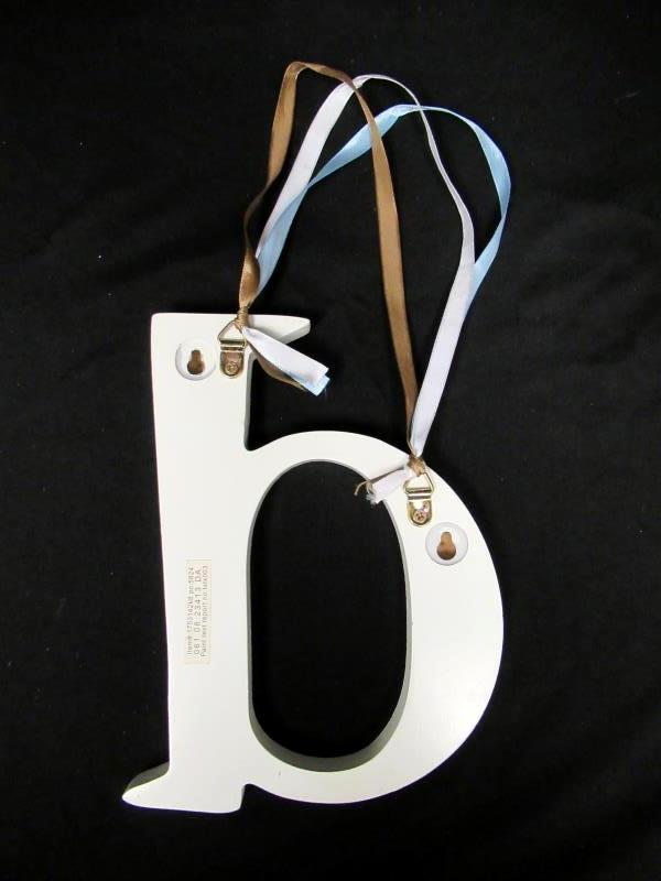 Hanging Blue And Brown Wood Letters DIANA Nursery Decor Stripes Polka Dot