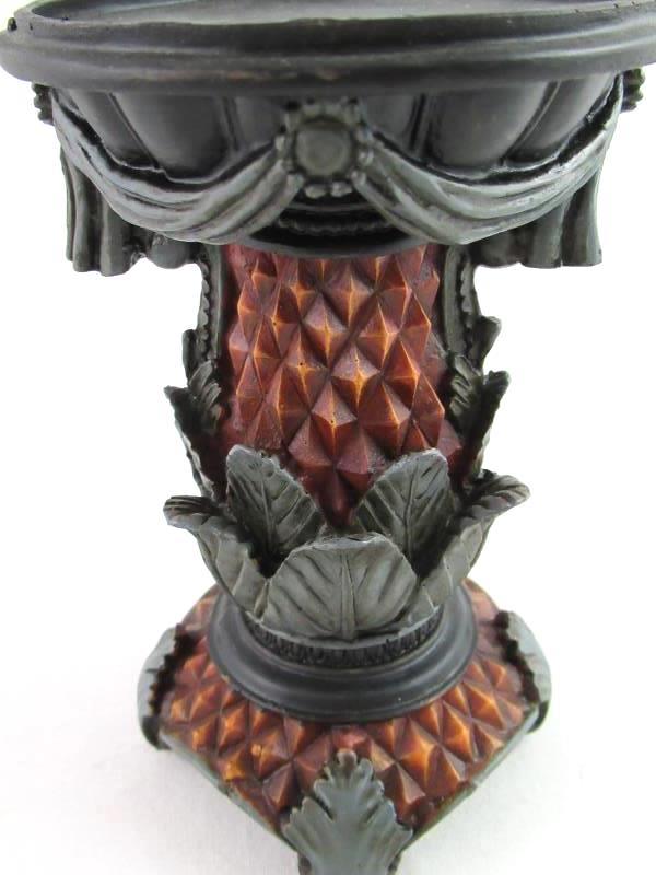 Resin Pillar Candle Holder Stand 5.75 Inches Leaf Textured Diamond Pattern