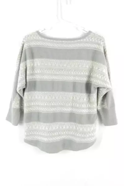 A.n.a Petite Grey Knit Sweater Women's Size PM White Metallic