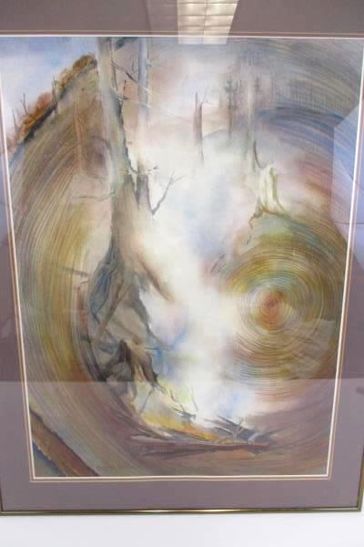Orig Caroline Buchanan Framed Watercolor Painting Timber Wood Brown Signed Dated