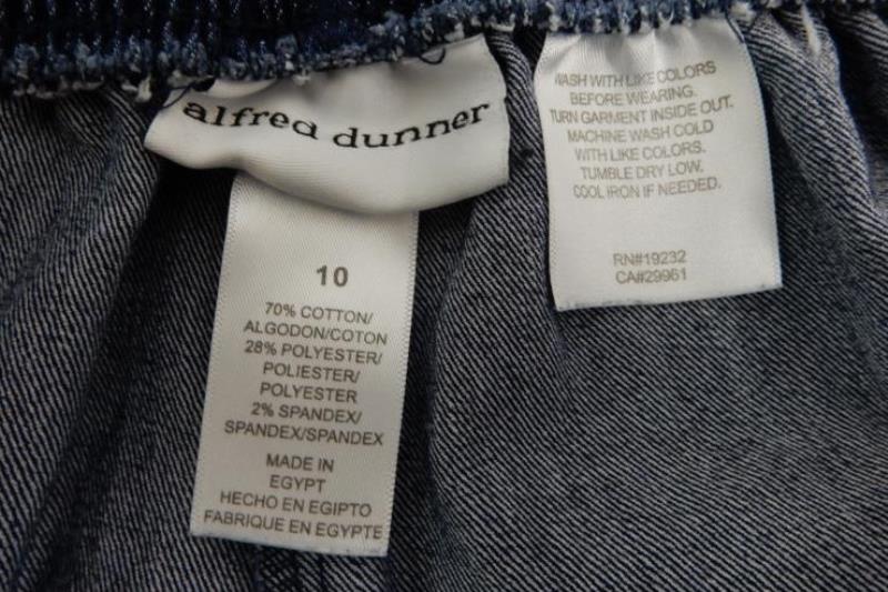 Alfred Dunner Cropped Pants Denim Semi Elastic Waist Women's Size 10