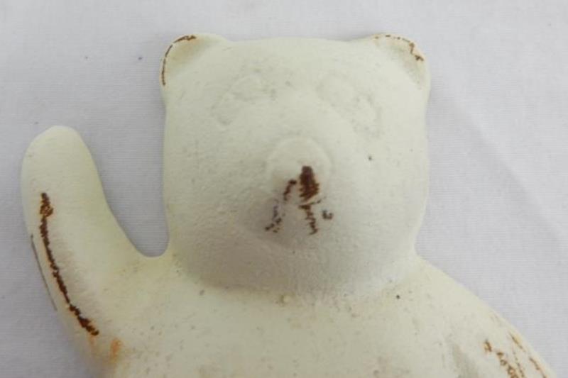 Vintage Metal Wall Hanging Bear Nursery Decor Yellow Neutral Coat Key Holder