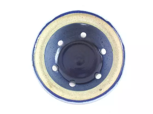 Artist Signed Pottery Incense Burner Jar With Lid Blue Gray Small Branches