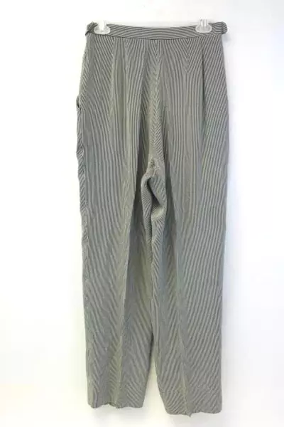Vintage Emanuel Ungaro Striped Dress Pants Women's Size 8 42 Black White