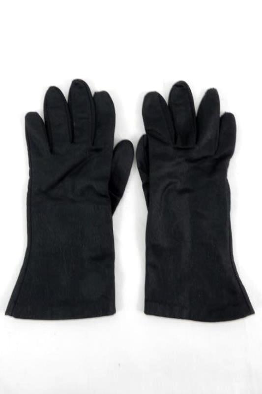 Vintage Women's 100% Nylon Gloves Size Medium Black Fuzzy Lined