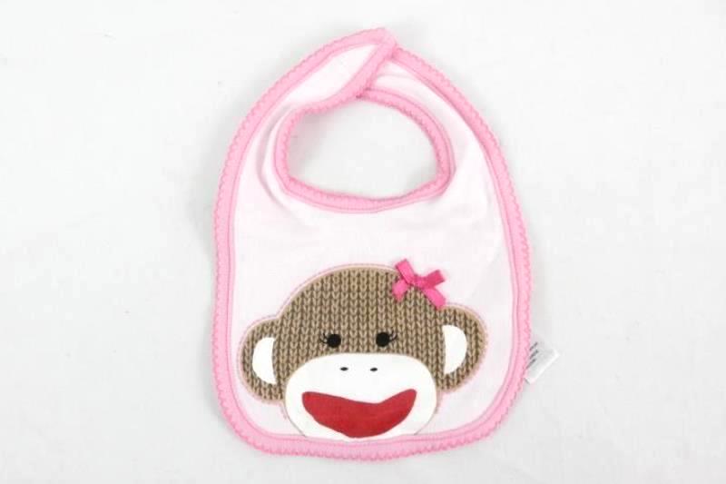 Lot of 3 Infant Baby Accessories Hats Bib Beanie Knit Monkey Pink Girl's Boy's