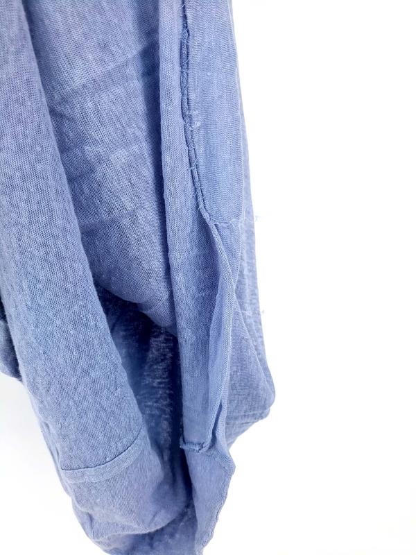 3.1 PHILLIP LIM Top Semi Sheer 100% Linen Knit Bow Tie Back Tank Blue Small
