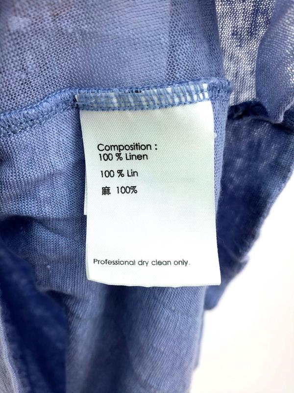 3.1 PHILLIP LIM Top Semi Sheer 100% Linen Knit Bow Tie Back Tank Blue Small