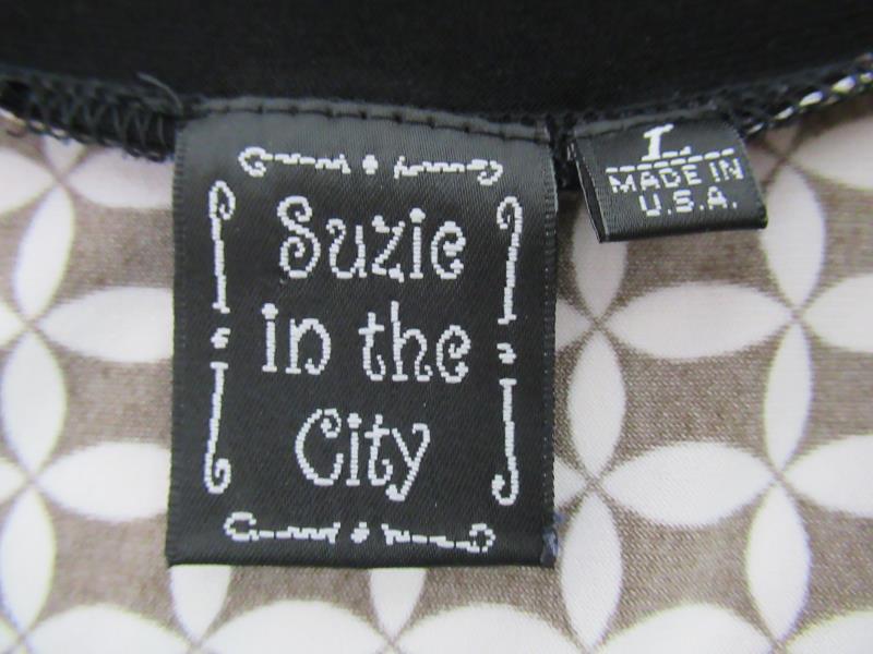Suzie In The City Short Sleeve Top Size Large Brown Floral Black