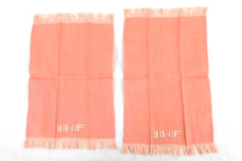 Lot of 4 Vintage Canvas Handkerchiefs Pocket Squares Floral Beige Fringe